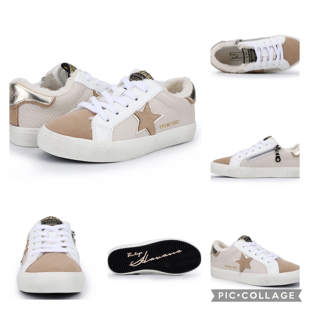 NEW Adult Vintage Havana Saige Taupe fleece sneakers